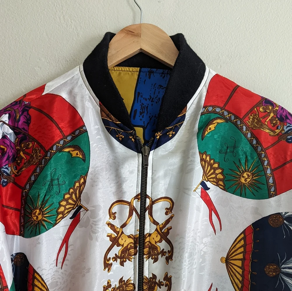 Picasso | Vintage | 90s Reversible Zip Front Satin Bomber Jacket Streetwear - Picture 8 of 13